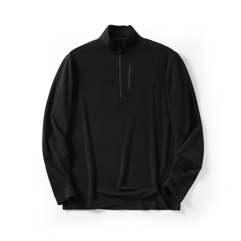 Olasz stílusú könnyű fleece felső, uniszex kockás mintával, hőszigetelő, fél zip, hosszú ujjú, álló gallér