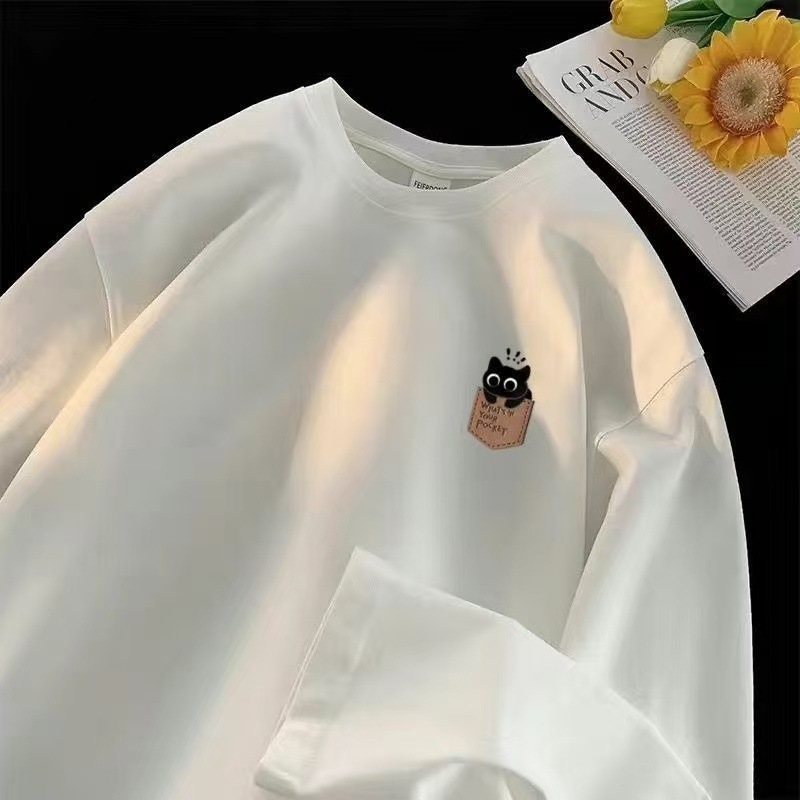 Muški T-shirt s dugim rukavima – proljeće i jesen, moderan streetwear, jednostavan print, osnovni gornji dio