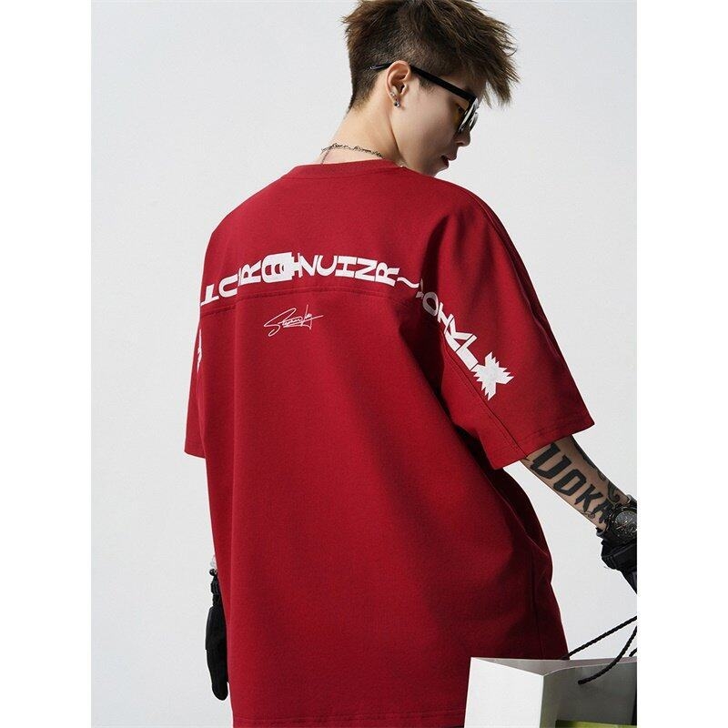 Muška pamučna T-shirt kratkih rukava s tiskom slova, udobnog kroja, plus veličina, ljeto