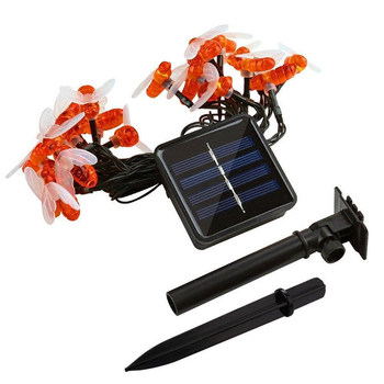 Cross-Mirror LED solar cu formă de albină, șir de lumini pentru curte, grădină, camping și petreceri