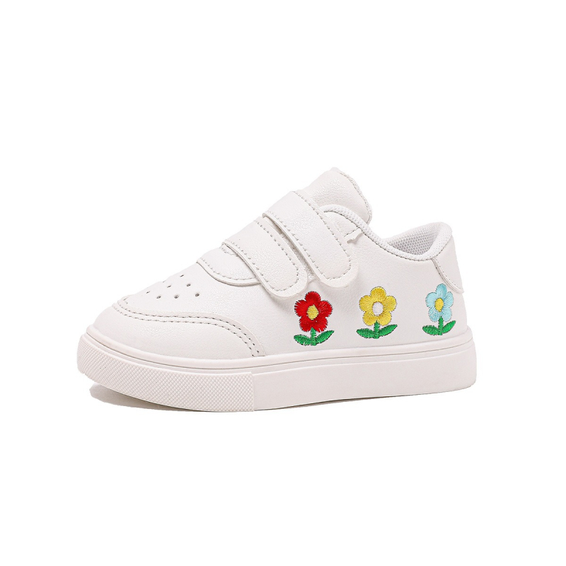 Klasične bijele tenisice za učenike, unisex, korejski casual stil za trčanje, s izvezenom jagodom i suncokretom