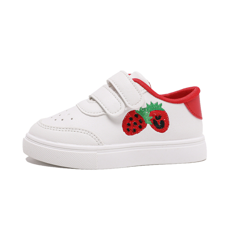 Klasične bijele tenisice za učenike, unisex, korejski casual stil za trčanje, s izvezenom jagodom i suncokretom