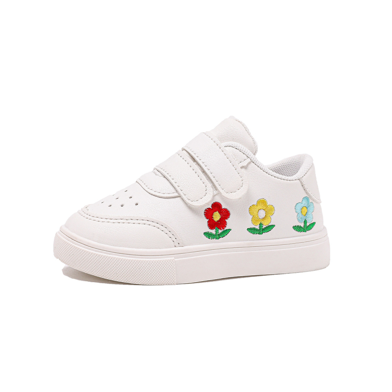 Klasične bijele tenisice za učenike, unisex, korejski casual stil za trčanje, s izvezenom jagodom i suncokretom