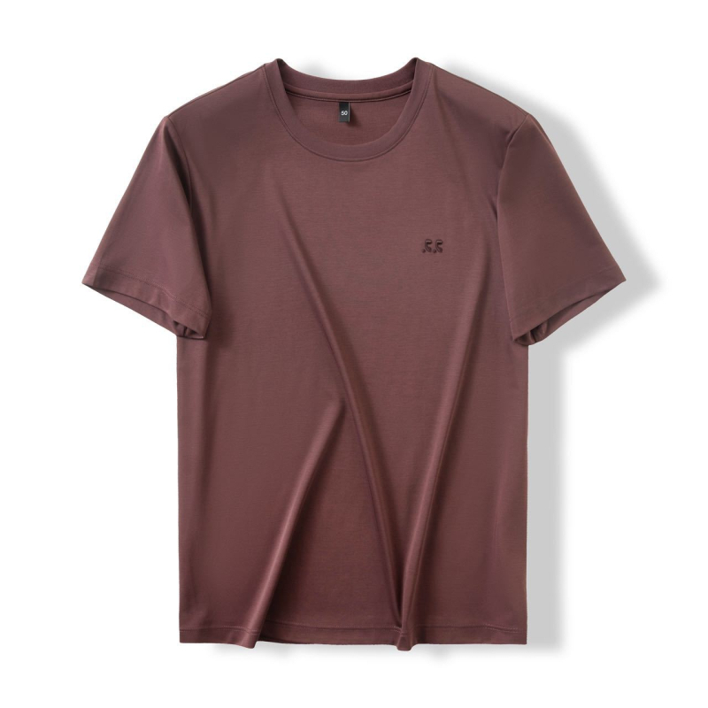 100s Pima pamuk T-shirt kratkih rukava, vrhunske kvalitete, ljeto, jednobojna boja, okrugli vrat, s vezenim uzorkom, udoban kroj, za muškarce