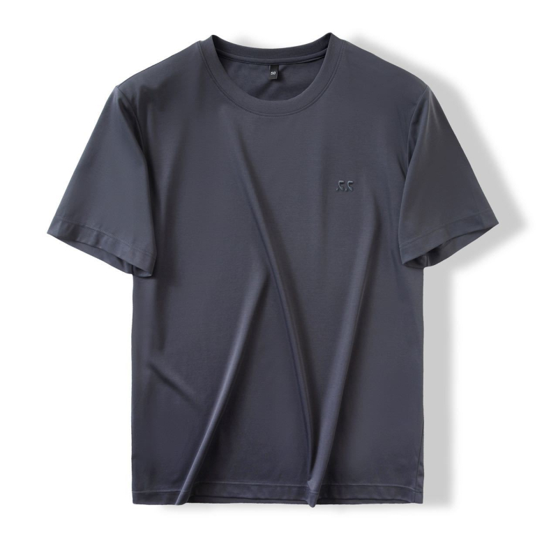 100s Pima pamuk T-shirt kratkih rukava, vrhunske kvalitete, ljeto, jednobojna boja, okrugli vrat, s vezenim uzorkom, udoban kroj, za muškarce