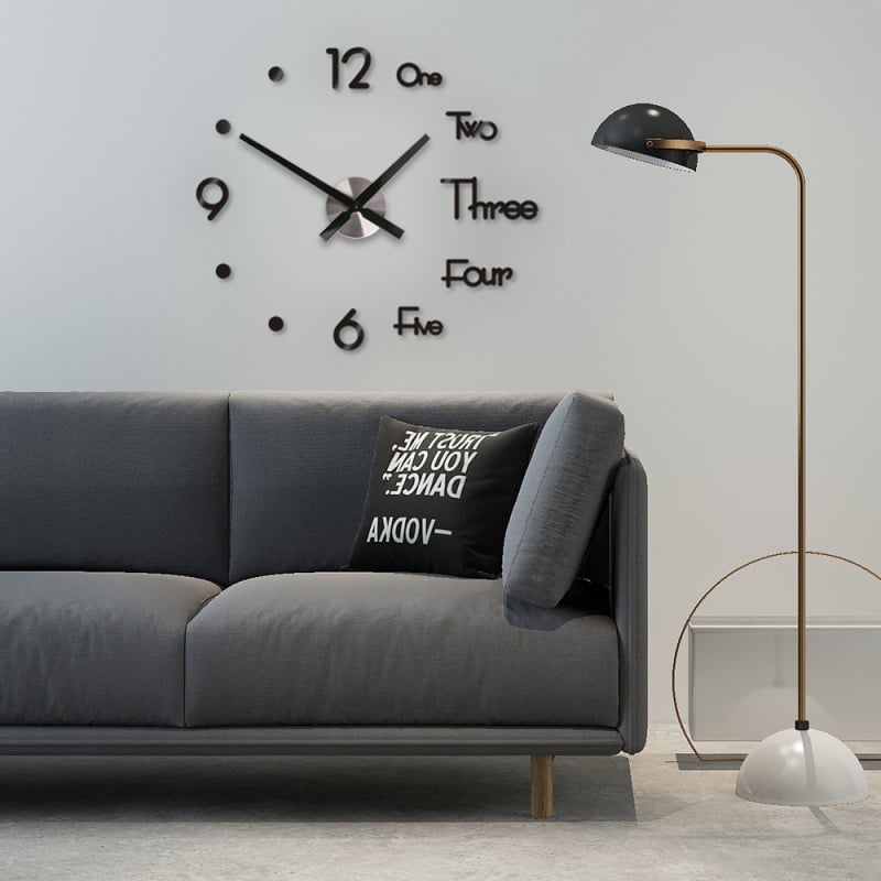 Ceas de perete DIY în stil european minimalist – fără găuri, autocolant de perete, silențios, pentru living, birou sau dormitor