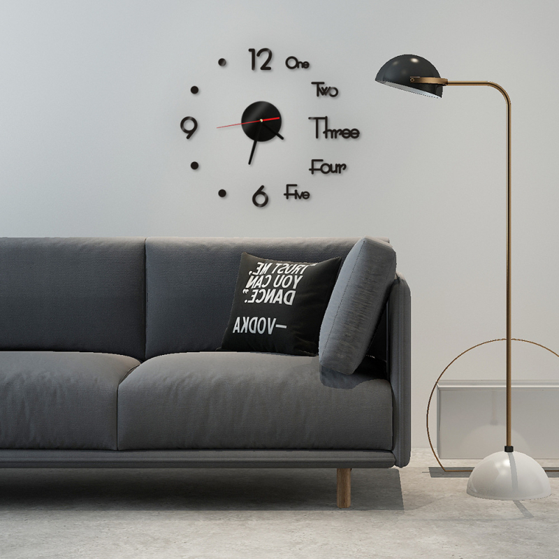 Ceas de perete DIY în stil european minimalist – fără găuri, autocolant de perete, silențios, pentru living, birou sau dormitor