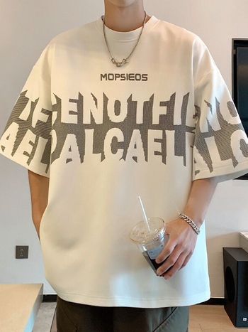 Muški T-shirt kratkih rukava u stilu Hongkonga, opuštena silueta, plus veličina, ljetni top