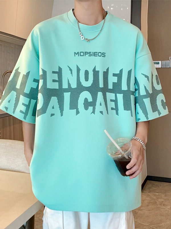 Muški T-shirt kratkih rukava u stilu Hongkonga, opuštena silueta, plus veličina, ljetni top