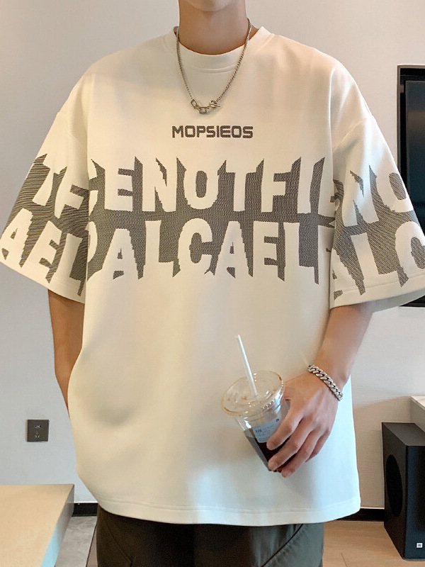 Muški T-shirt kratkih rukava u stilu Hongkonga, opuštena silueta, plus veličina, ljetni top