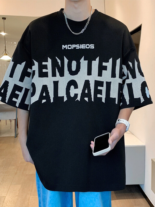 Muški T-shirt kratkih rukava u stilu Hongkonga, opuštena silueta, plus veličina, ljetni top