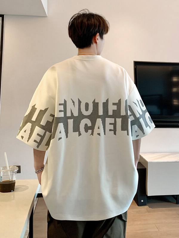 Muški T-shirt kratkih rukava u stilu Hongkonga, opuštena silueta, plus veličina, ljetni top