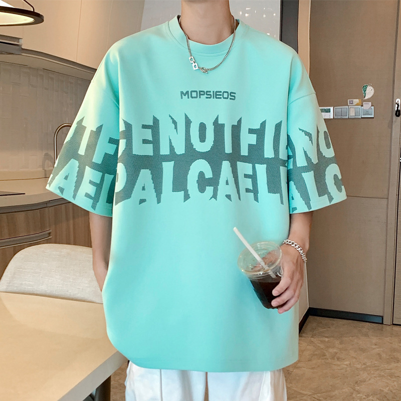 Muški T-shirt kratkih rukava u stilu Hongkonga, opuštena silueta, plus veličina, ljetni top