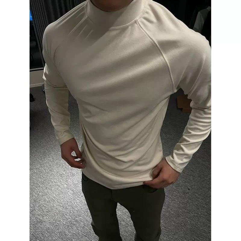 Muški dugih rukava T‑shirt Derong, jednobojni, proljeće–jesen 2024, okrugli izrez, Raglan rukavi, osnovni sloj