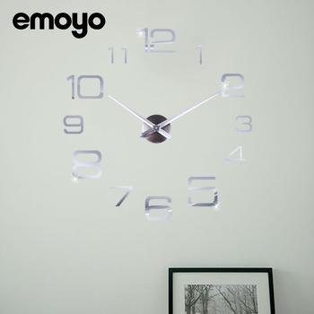 emoyo Ceas de perete din acril, mare, rotund, Finisaj oglindă, luminos, grosime de 10 mm