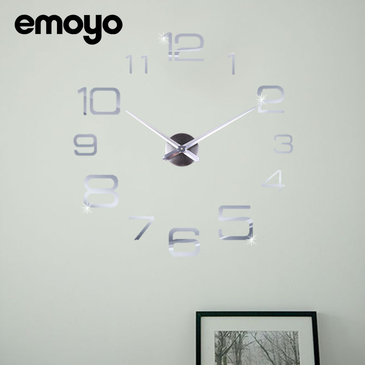 emoyo Ceas de perete din acril, mare, rotund, Finisaj oglindă, luminos, grosime de 10 mm