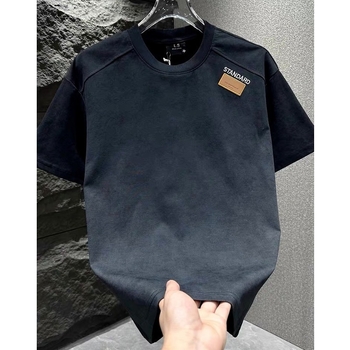 Američki streetwear muški T-shirt kratkih rukava s metalnim zatvaračem, slobodan kroj, svestran, okrugli izrez.