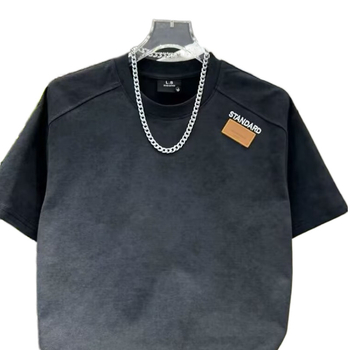 Američki streetwear muški T-shirt kratkih rukava s metalnim zatvaračem, slobodan kroj, svestran, okrugli izrez.