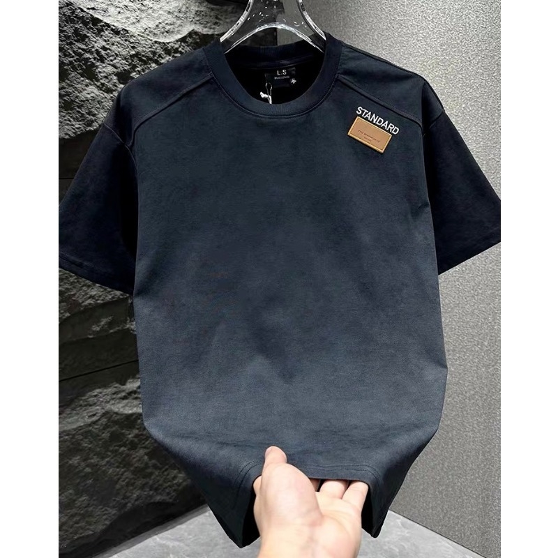 Američki streetwear muški T-shirt kratkih rukava s metalnim zatvaračem, slobodan kroj, svestran, okrugli izrez.
