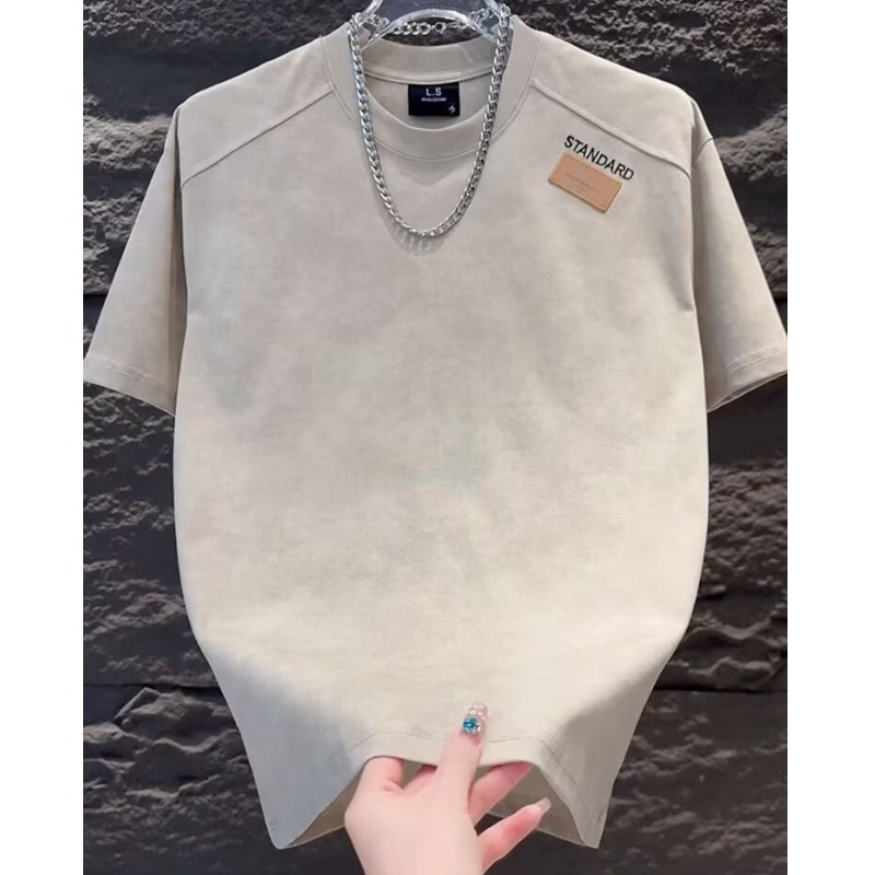 Američki streetwear muški T-shirt kratkih rukava s metalnim zatvaračem, slobodan kroj, svestran, okrugli izrez.