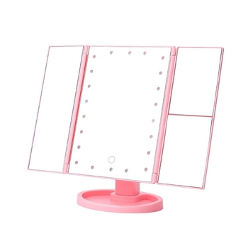 LED összecsukható sminktükör lámpával, asztali tárolóval, USB-s táplálású hordozható szépség tükör