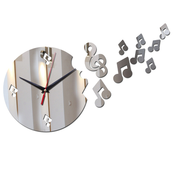 Ceas de perete din acrilic cu oglindă — decor minimalist pentru casă cu note melodice