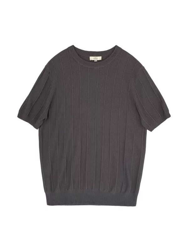Muški ljetni pleteni T-shirt s okruglim izrezom, bijela, casual stil, 2023