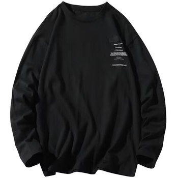 Muška dugačka T-shirt s izšivkom, širokog kroja, tankog pamuka, okrugli izrez, GATCREY