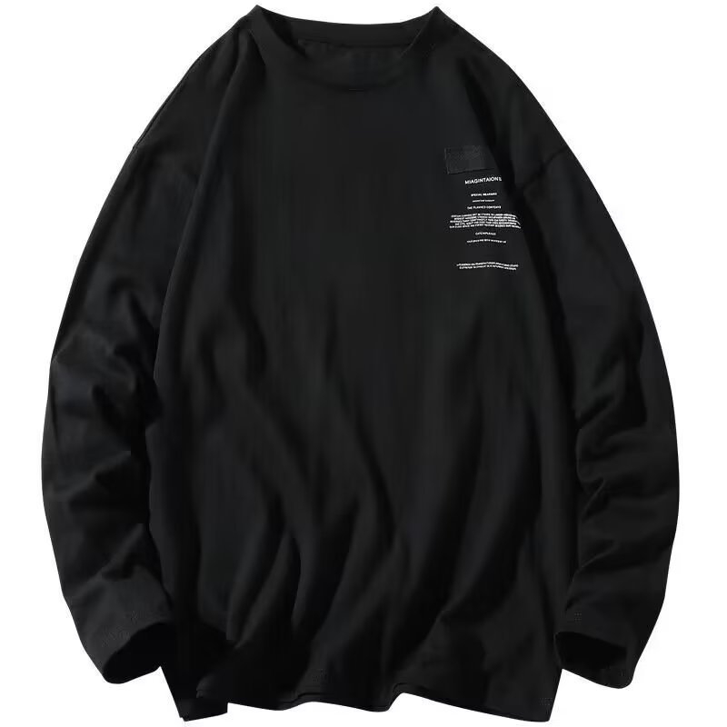 Muška dugačka T-shirt s izšivkom, širokog kroja, tankog pamuka, okrugli izrez, GATCREY