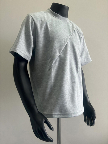 Férfi prémium vastag anyagú pliszírozott T-shirt, nyár, amerikai stílus, normál váll, tiszta szabás, kis kerek nyakú kivágás, rövid ujjú