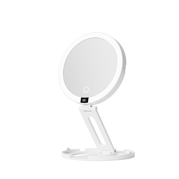 Novo dvostrano prenosno ogledalo za šminkanje, s mogućnošću punjenja, s digitalnim prikazom i LED, sklopivo putno ogledalo