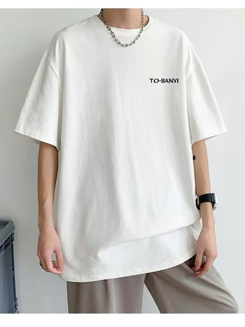 Férfi nyári pamut T-shirt kerek nyakú, rövid ujjú, laza szabású, 2025 új modell