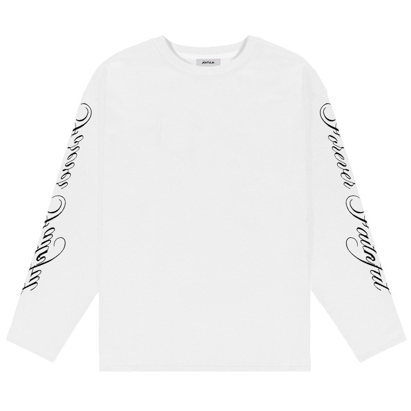 Férfi pamut hosszú ujjú póló betűk nyomásával, streetwear stílus, kerek nyakú