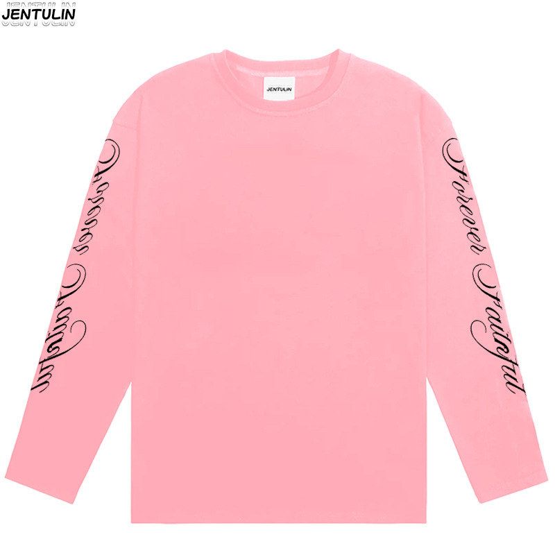 Férfi pamut hosszú ujjú póló betűk nyomásával, streetwear stílus, kerek nyakú