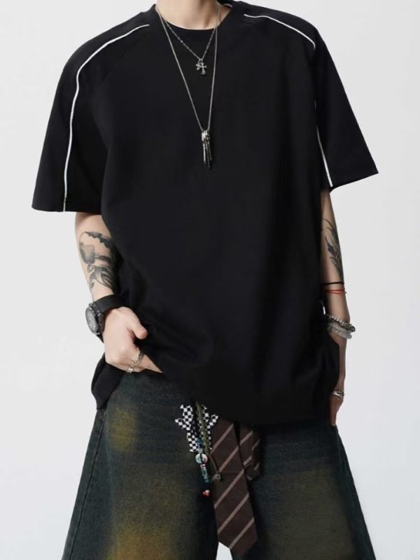 Muški Sorona rashladni Raglan T‑shirt kratkih rukava, ljeto, teški i čvrsti materijal Ice Silk, high-street stil