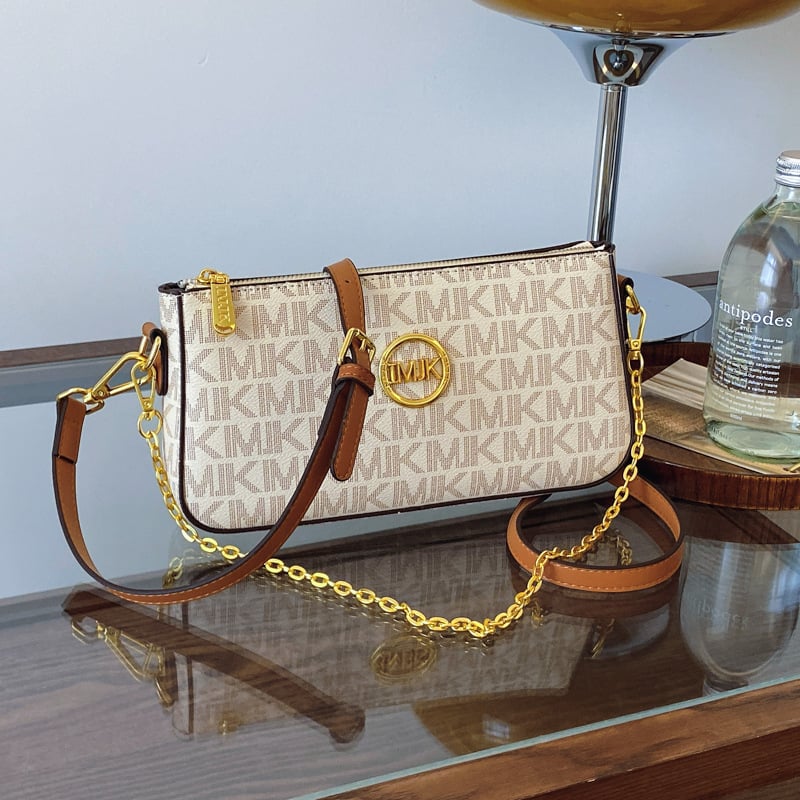 Geantă de damă din PU, crossbody cu lanț, mică, pătrată, imprimeu retro, versatilă pentru uz zilnic.