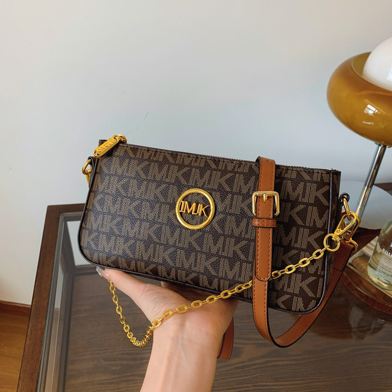 Geantă de damă din PU, crossbody cu lanț, mică, pătrată, imprimeu retro, versatilă pentru uz zilnic.