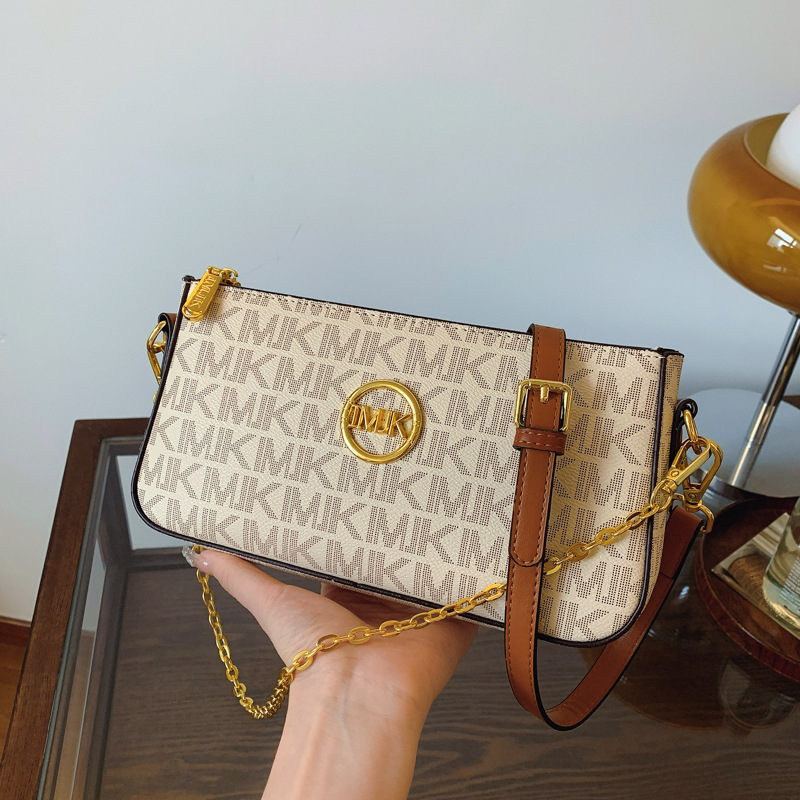 Geantă de damă din PU, crossbody cu lanț, mică, pătrată, imprimeu retro, versatilă pentru uz zilnic.