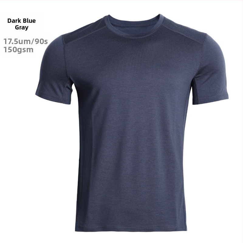 Tricou outdoor din lână Merino, uscare rapidă, pentru bărbați, vară, mânecă scurtă, pentru drumeții și alergare – H09