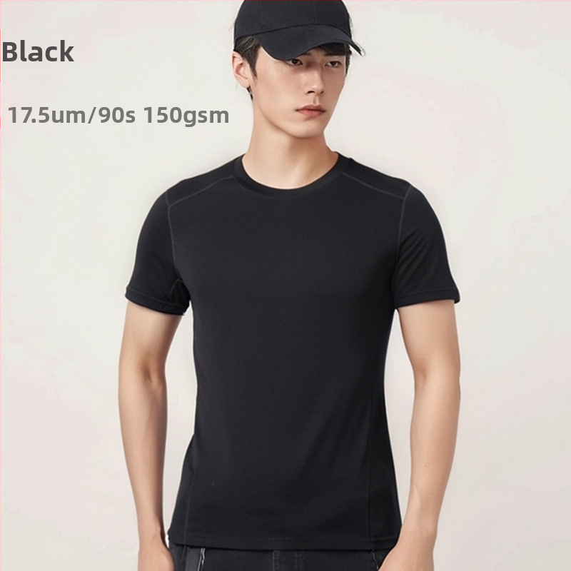 Tricou outdoor din lână Merino, uscare rapidă, pentru bărbați, vară, mânecă scurtă, pentru drumeții și alergare – H09