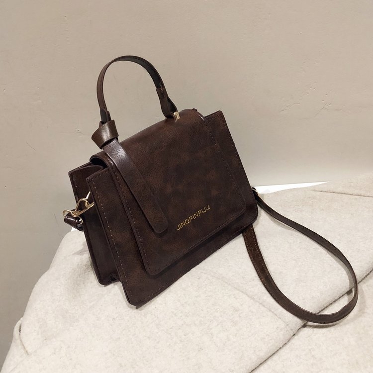 Ženska torbica za jesen-zimu u retro chic stilu, HK stil, teksturirana, mala kvadratna crossbody torbica