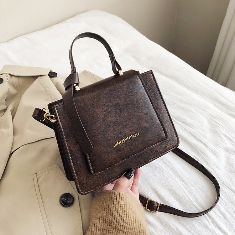 Ženska torbica za jesen-zimu u retro chic stilu, HK stil, teksturirana, mala kvadratna crossbody torbica