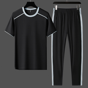 Muški dvodjelni set s kratkim rukavima Ice Silk T-shirt za ljeto