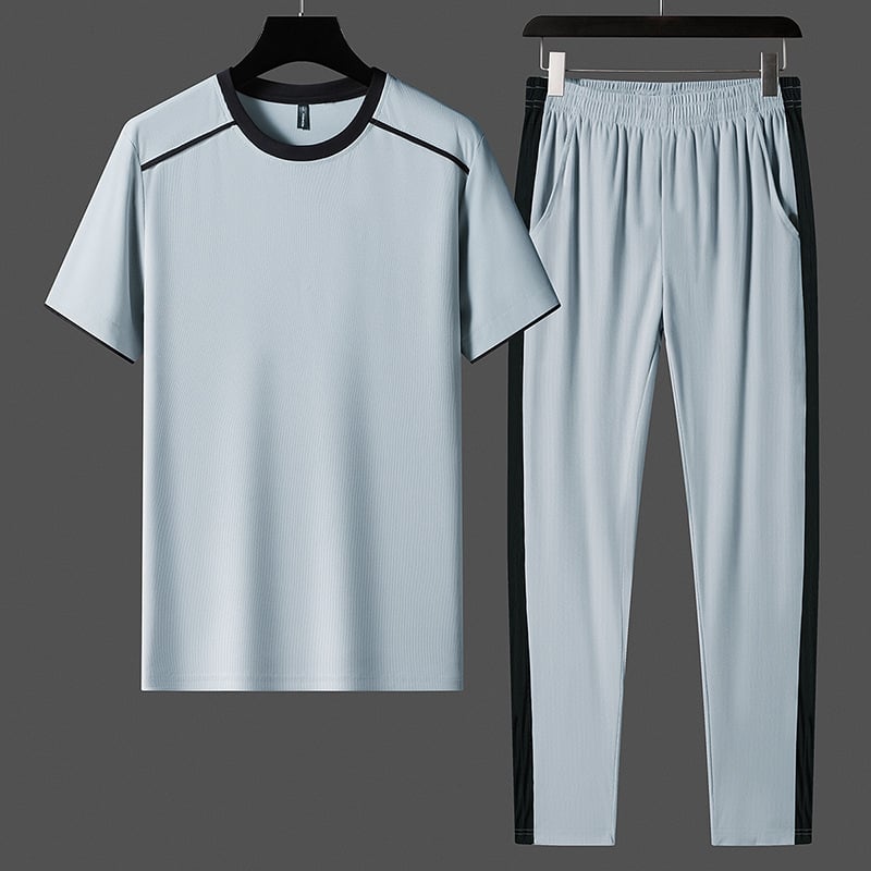 Muški dvodjelni set s kratkim rukavima Ice Silk T-shirt za ljeto