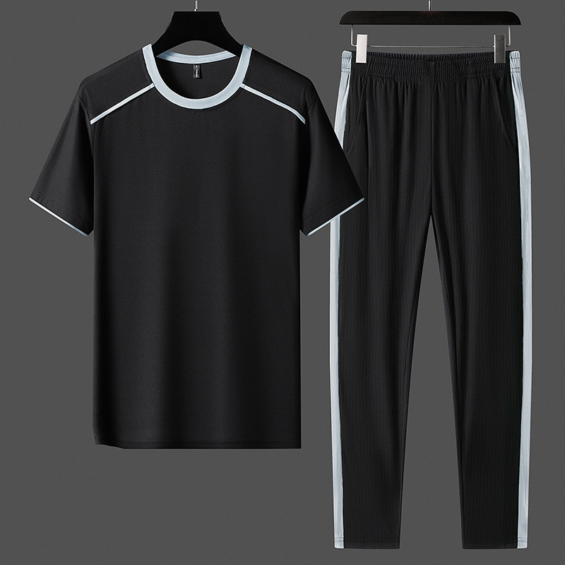Muški dvodjelni set s kratkim rukavima Ice Silk T-shirt za ljeto