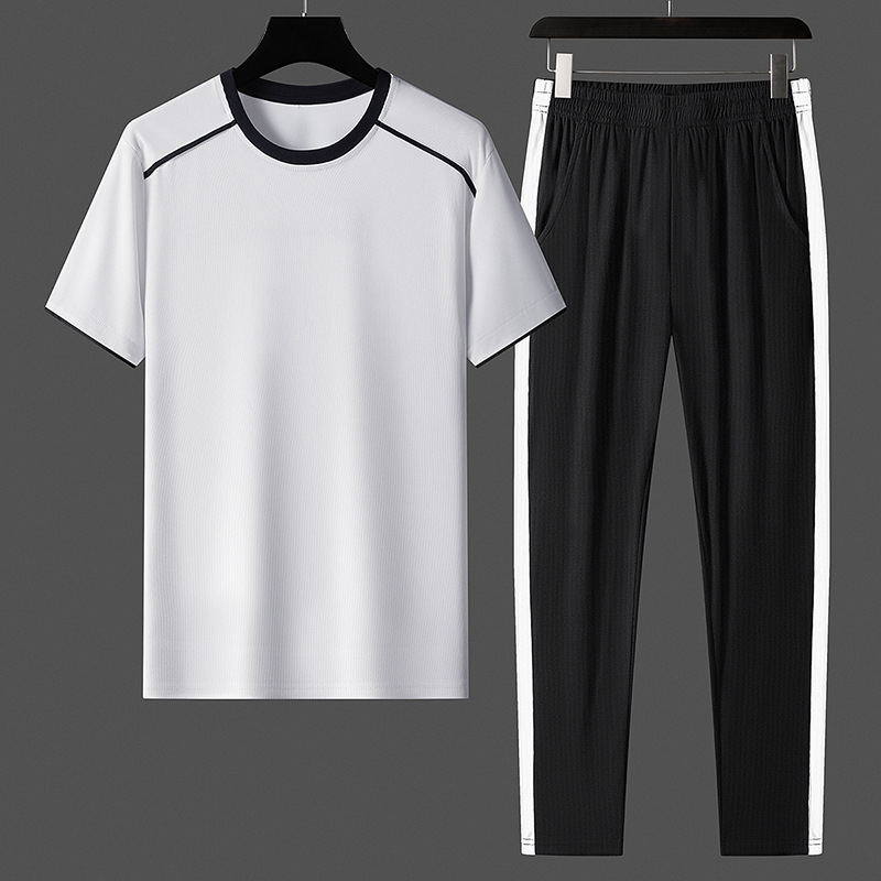 Muški dvodjelni set s kratkim rukavima Ice Silk T-shirt za ljeto