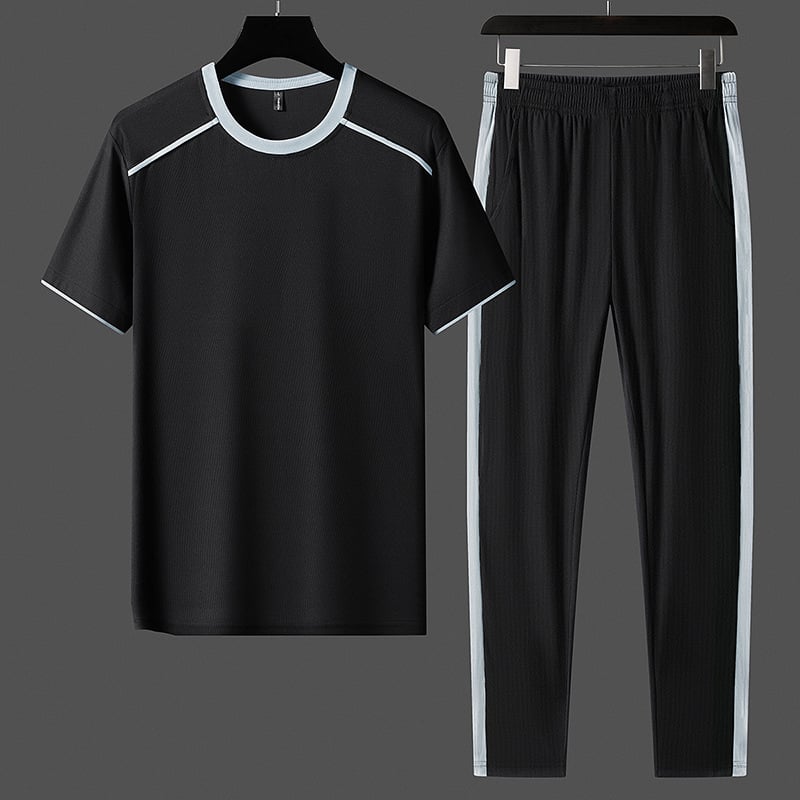 Muški dvodjelni set s kratkim rukavima Ice Silk T-shirt za ljeto