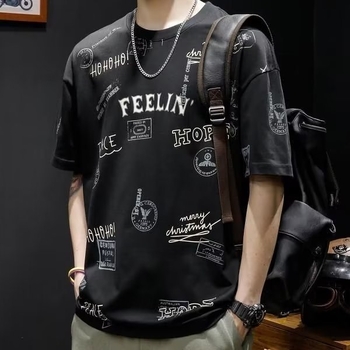 Muška ljetna majica s kratkim rukavima od Ice Silk, opuštenog kroja, moderni streetwear stil