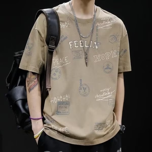 Muška ljetna majica s kratkim rukavima od Ice Silk, opuštenog kroja, moderni streetwear stil