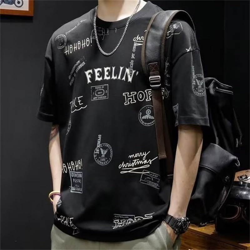 Muška ljetna majica s kratkim rukavima od Ice Silk, opuštenog kroja, moderni streetwear stil